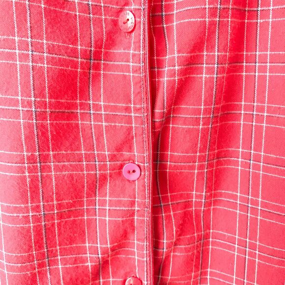 Victoria’s Secret Pajama Top Sz Small Red Plaid Long-Sleeves 100% Cotton Buttons - Picture 4 of 10